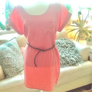 Burnt Orange Belted Dress
